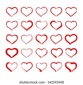 Set of Hand Drawn Heart Icons