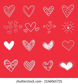 Set of hand drawn heart illustration vector