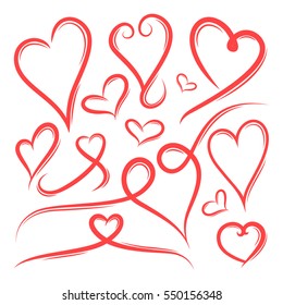 Set of Hand Drawn Heart Shape Vector Illustration. Heart Icon Set for Valentine