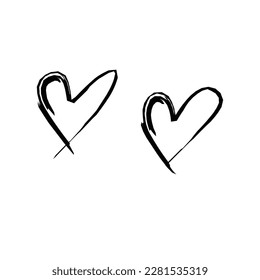 Set of hand drawn heart.Handdrawn rough marker hearts isolated on white background.Vector illustration for your graphic design