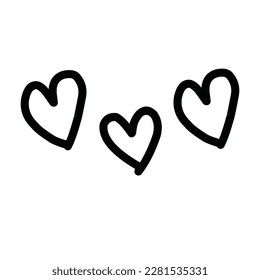 Set of hand drawn heart.Handdrawn rough marker hearts isolated on white background.Vector illustration for your graphic design