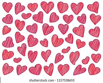 set of hand drawn hearts