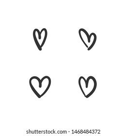 Set of hand drawn hearts
