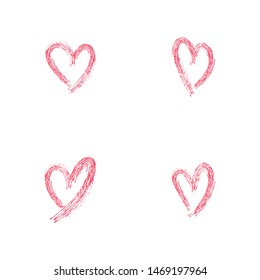 Set of hand drawn hearts