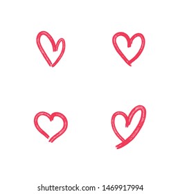 Set of hand drawn hearts