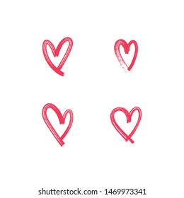 Set of hand drawn hearts