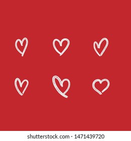 Set of hand drawn hearts