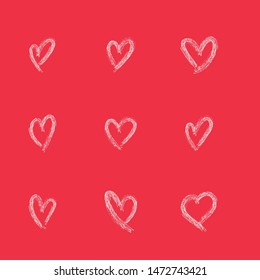 Set of hand drawn hearts