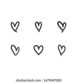 Set of hand drawn hearts