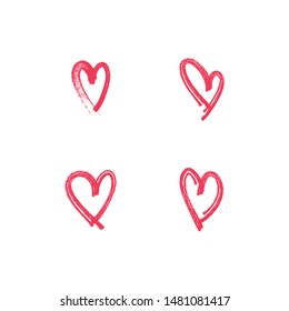 Set of hand drawn hearts