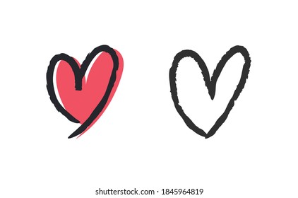 Set of hand drawn hearts