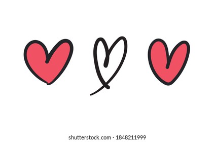 Set of hand drawn hearts