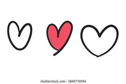 Set of hand drawn hearts