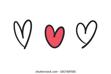 Set of hand drawn hearts