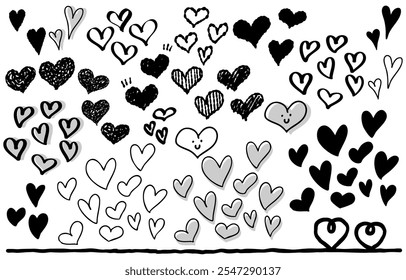 Set of hand drawn  hearts