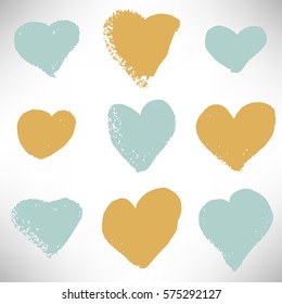 Set of hand drawn hearts. Cute heart collection isolated on white. Vector illustration.