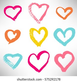 Set of hand drawn hearts. Cute heart collection isolated on white. Vector illustration.