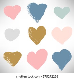 Set of hand drawn hearts. Cute heart collection isolated on white. Vector illustration.