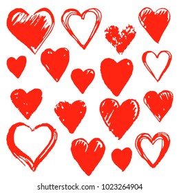 Vector Set Hand Drawn Hearts Red Stock Vector (Royalty Free) 375815014 ...