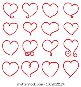Set of Hand drawn Hearts. Design elements for Valentine's day.