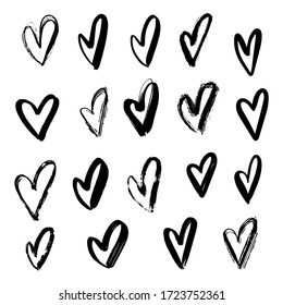 Set von handgezeichneten Herzen. Gestaltungselemente für Valentinstag, Grußkarte, Verkaufsbanner. Liebeselement