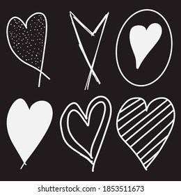 Set of hand drawn hearts. Handdrawn rough marker hearts EPS Vector illustration