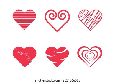 Set of Hand Drawn Hearts Icon Design. Design elements for Valentine's day.