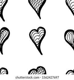 Set of hand drawn hearts isolated on a white background. Handdrawn rude heart marker. Vector illustration for valentines and wedding design.