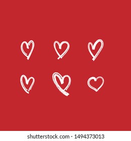 Set of hand drawn hearts. Love symbol doodles.