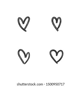 Set of hand drawn hearts. Love symbol doodles.