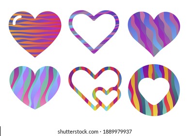Set of Hand drawn hearts. Love symbol Flat style. Design elements for Valentine's day
