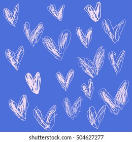 Set of hand drawn hearts. Pencil drawing. Scribble style for decoration. Vector illustration. Line sketch.