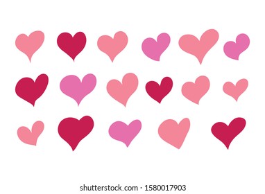 Set of hand drawn hearts. Stylized hearts design elements for Valentine's day