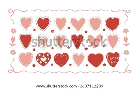 Set of hand drawn hearts for Valentine's day.