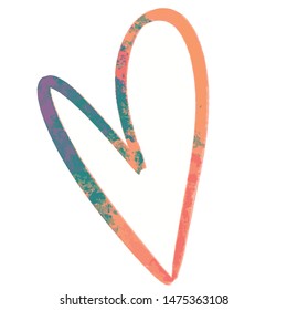 Set of hand drawn hearts. Vector illustration of a repeated hand made multicolor heart. Textured gradient wallpaper representing love and affection. Colorful and fresh print.