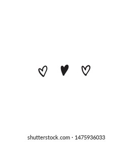 Set of hand drawn hearts. Vector illustration of a repeated hand made black heart. Textured monochrome wallpapaer representing love and affection. Sophisticated and modern print.