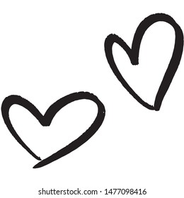 Set of hand drawn hearts. Vector illustration of a repeated hand made black heart. Textured monochrome wallpapaer representing love and affection. Sophisticated and modern print.