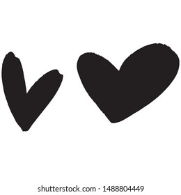 Set of hand drawn hearts. Vector illustration of a repeated hand made black heart. Textured monochrome wallpapaer representing love and affection. Sophisticated and modern print.
