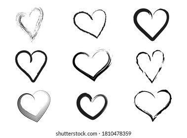 Conjunto de corazones dibujados a mano. Elementos del vector