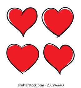 Set of Hand Drawn Hearts, vector design elements 