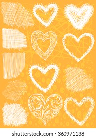 set of hand drawn hearts,  vector