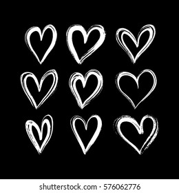 Set of hand drawn hearts. Vector  element for Valentine's day.