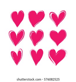 Set of hand drawn hearts. Vector design element for Valentine's day.