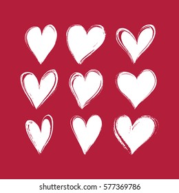 Set of hand drawn hearts. Vector design element for Valentine's day.