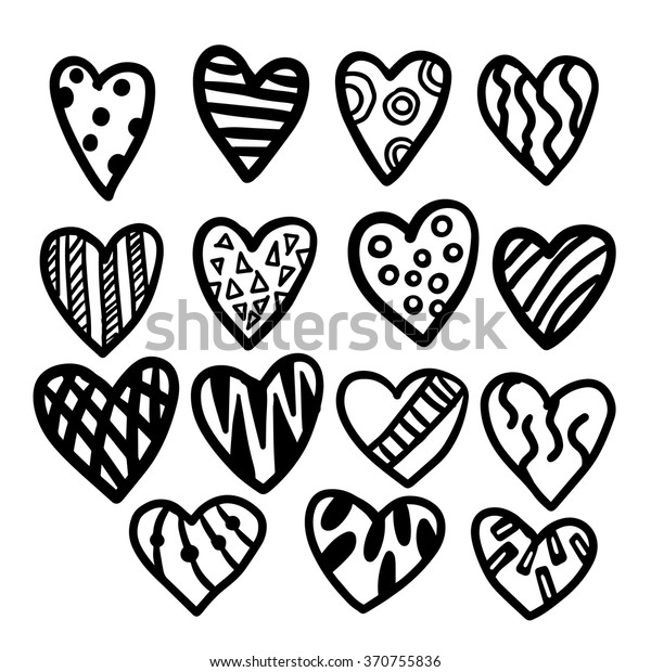 Set Hand Drawn Hearts Vector Illustration Stock Vector Royalty Free