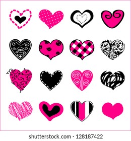 Set of hand drawn hearts for You