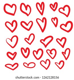 Set of hand drawn hearts.Vector illustration