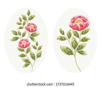 Set of hand drawn herbs, leaf, and floral vector elements. Collection of tropical flowers, peony, and branches. botanical illustrations for invitation, greeting card decoration, or flower shop logo
