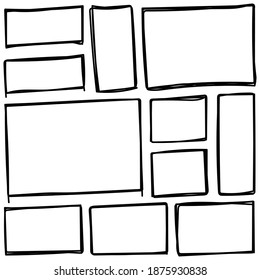 Set Of Hand Drawn Horizontal And Vertical Rectangles