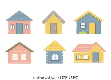 Set of hand drawn houses, doodle style, vector eps10 illustration